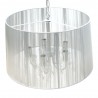 Lámpara Colgante Cromo y Cristal Roca con Pantalla de Hilo Plata 5 Luces