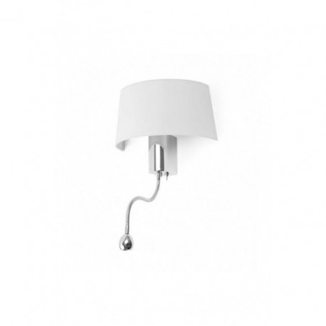 Aplique de Pared con Lector Led Hotel Cromo Blanco