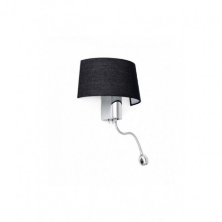 Aplique de Pared con Lector Led Hotel Cromo Negro