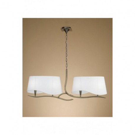 Lámpara Colgante Mantra Ninette Cuero Lineal 4 Luces con Pantalla Blanco Roto