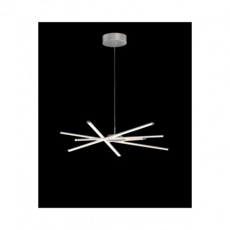 Lámpara Colgante LED Mantra Star Cromo Y Plata Lineas Rectas Luz Cálida 42W Regulable