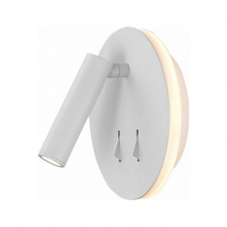 Aplique de Pared LED Mantra Cayman Blanco Luz Indirecta Luz Cálida con Lector 3W