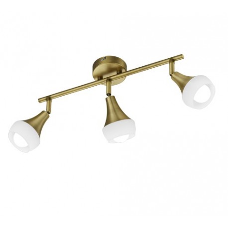 Regleta de Focos Trio Trumpet Bronce Viejo 3 Bombillas E14 44cm