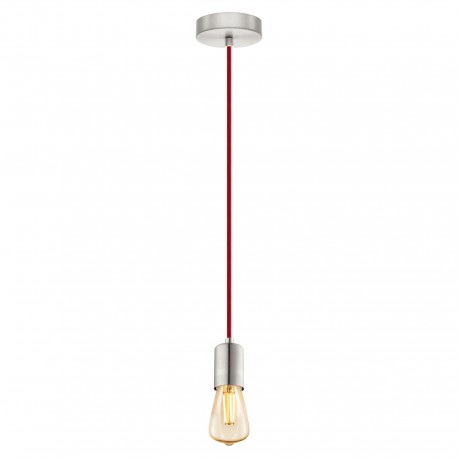 Lámpara Colgante Vintage Eglo Yorth Níquel Mate y Rojo 1 Bombilla E27