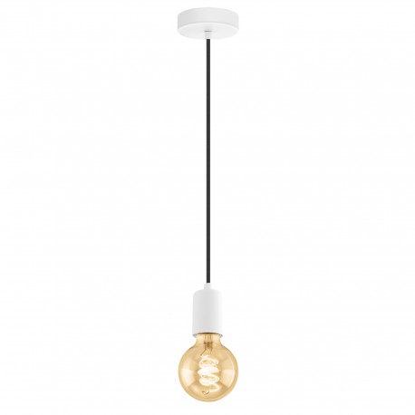 Suspension Vintage EGLO Yorth Noir et Blanc 1 Ampoule E27 200cm