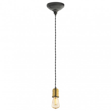 Lámpara Colgante Vintage Eglo Yorth Negro y Dorado 1 Bombilla E27 200cm