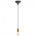 Lámpara Colgante Vintage Eglo Yorth Negro y Dorado 1 Bombilla E27 200cm