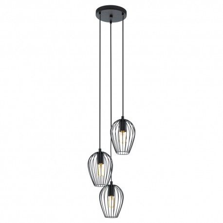 Suspension Vintage EGLO Newtown Black 3 Bulbs E27 38cm