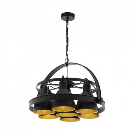 Suspension Vintage EGLO Backbarrow Noir 7 Ampoules E27