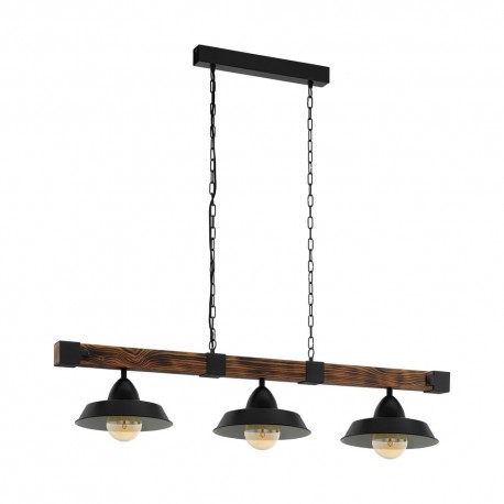 Lámpara Colgante Vintage Eglo Oldbury Negro 3 Bombillas E27 118cm