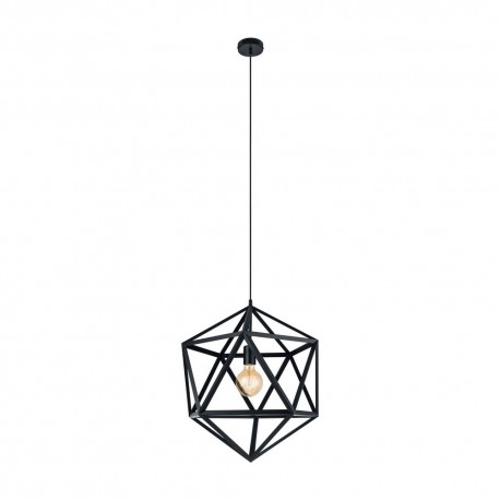 Suspension Vintage EGLO Embleton Noir 1 Ampoule E27 46cm