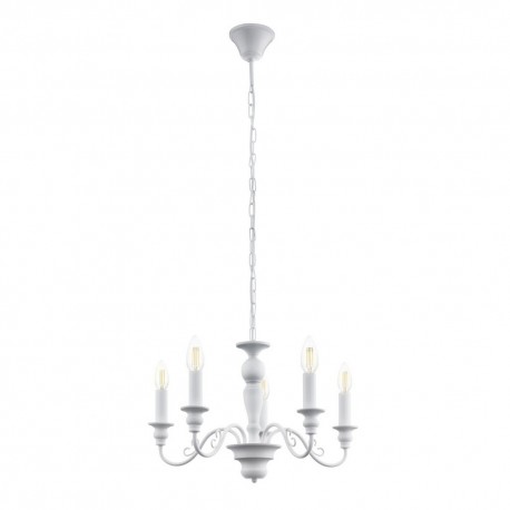 Suspension Vintage EGLO Caposile Blanc 5 Ampoules E14