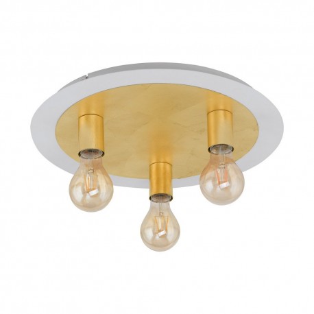 Plafón de Techo Eglo Passano Blanco y Oro 3 Bombillas E27 45cm