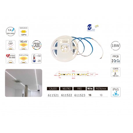 Tira de Led directa 220V Neutra 50m