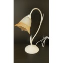 Lámpara de Sobremesa de Forja con Tulipa de Cristal Floral