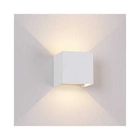 Aplique de Pared Exterior LED Mantra Davos Blanco Cuadrado Luz Cálida 12W