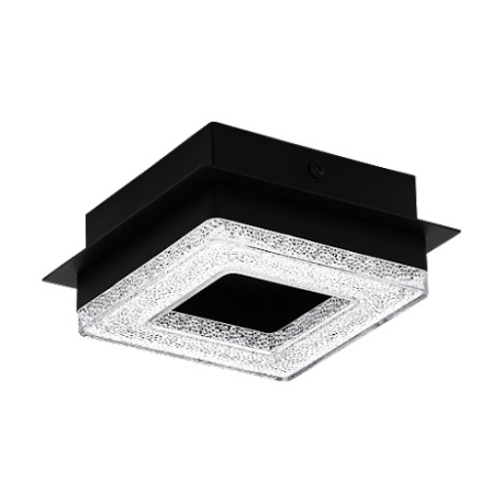 Plafón de Techo LED Eglo Fradelo Negro Luz Cálida 4W 14cm Cuadrado