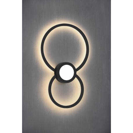 Aplique de Pared LED Mantra Mural Negro Circulos Luz Cálida 24W