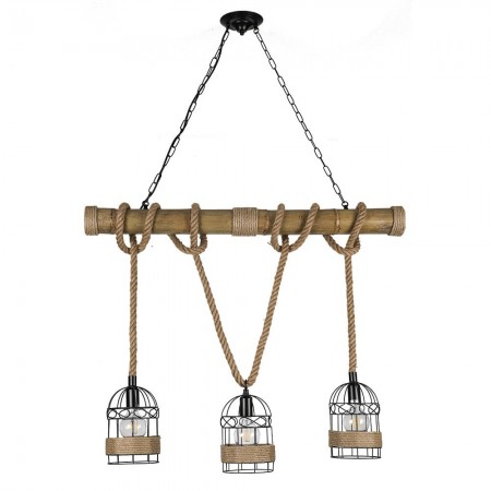 Lámpara Colgante Fabrilamp Soga 3xE27 Cuerda y jaula