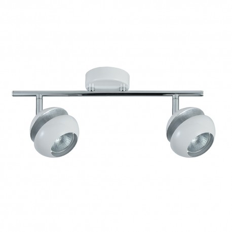 Regleta de Focos Fabrilamp Beethoven Blanco/Plata Orientables 2xGU10