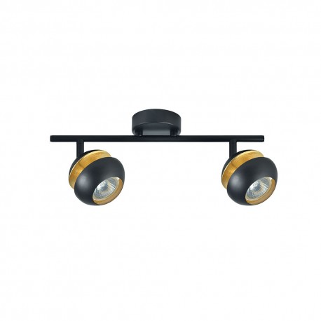 Regleta de Focos Fabrilamp Beethoven Negro/Oro Orientables 2xGU10