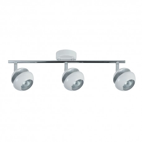 Regleta de Focos Fabrilamp Beethoven Blanco/Plata Orientables 3xGU10