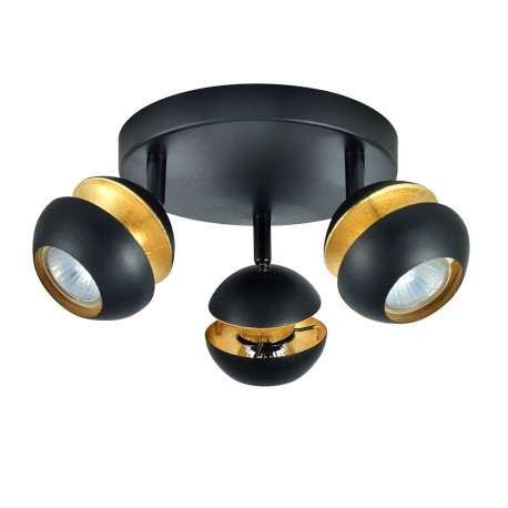 Bande de projecteur circulaire Fabrilamp Beethoven Noir/Or 3xGU10