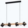 Lámpara Colgante Lineal de Focos Eglo Hornwood LED Negro/Madera 4xE27