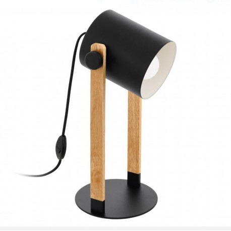 Lámpara de Sobremesa con foco Eglo Hornwood LED Negro/Madera 1xE27