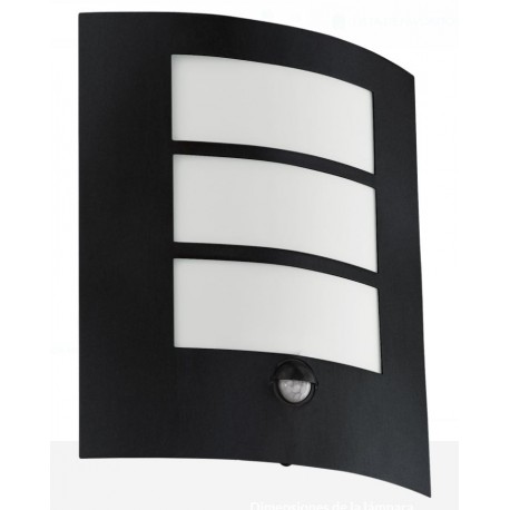 Aplique de Pared Exterior Eglo City Negro con sensor 1xE27