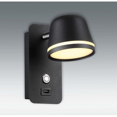 Aplique de Pared MARS 7W LED-USB CCT Variable Negro