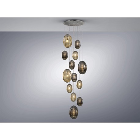 Lámpara Colgante Circular LED Ovila Schuller Fumé y Coñac 13L con Mando
