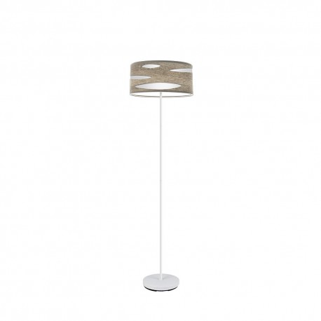 Lámpara de Pie Fabrilamp Odra Blanco y pantalla Madera Gris 1xE27