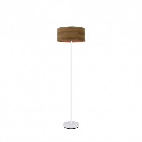 Lámpara de Pie Fabrilamp Jerte Blanco y pantalla Madera Oscura 1xE27