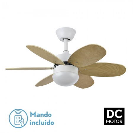 Ventilateur de plafond Fabrilamp Alves DC Pales blanches Rev. Blanc / Hêtre