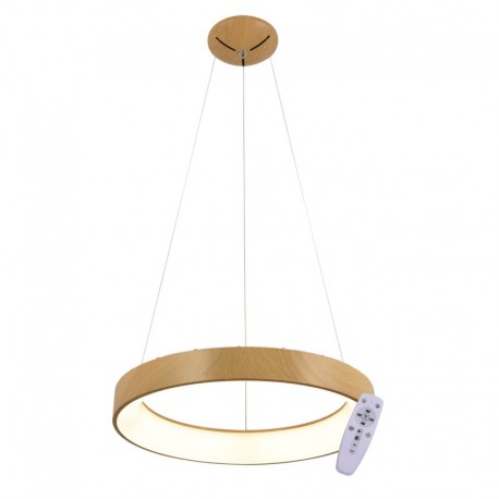 Elegant Colgante Redondo Madera 60cmLed con mando iluminación inteligente circadiana