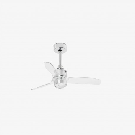 Ventilador de Techo Faro Just Fan DC Xs 81cm Cromo Palas Transparentes Con Luz