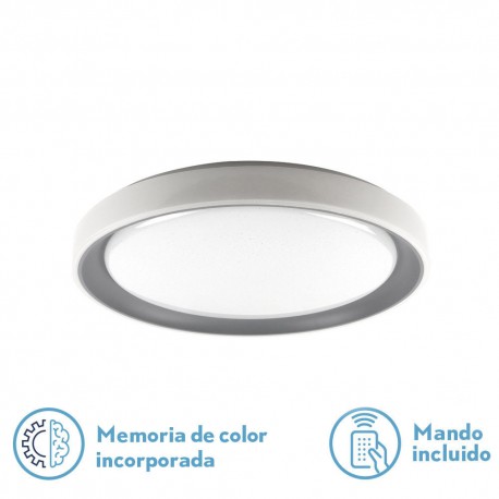 PLAFON LUANDA LED 48W 3000-4000-6500K GRIS RED.7X39,5D 4800LM REG.INTENS. C.REMOTO C/MEMORIA