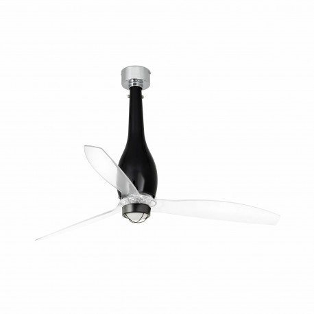 Faro Eterfan DC Ventilateur de Plafond 128cm Noir brillant/Transparent Avec Lumière
