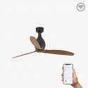 Faro Mini Eterfan Ventilateur de Plafond 128 cm Noir Mat/Noyer Smart Fan