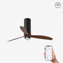 Ventilador de Techo Faro Tube Fan DC 128cm Negro Mate/Nogal Con luz Smart Fan