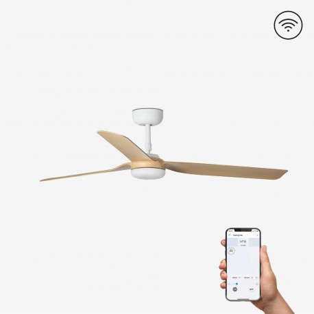 Ventilador de Techo Faro Punt 132cm Blanco/Madera Smart Fan Sin Luz