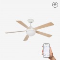 Ventilateur de plafond FARO Izaro 132cm Blanc 5 Pales Led 15W Smart Fan
