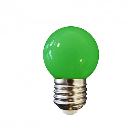 Pack 5 Bombillas esférica LED E27 1.5W 80lm Ø4.3x7cm Verde especial Guirnalda