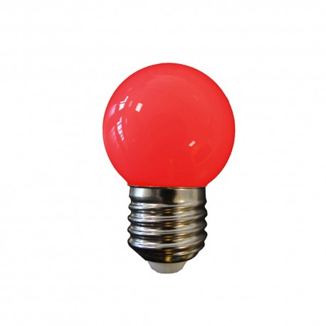 Pack 5 Bombillas esférica LED E27 1.5W 80lm Ø4.3x7cm Roja especial Guirnalda