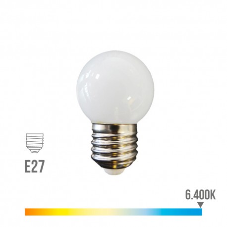 Pack 5 Bombillas esférica LED E27 1.5W 130lm Ø4.3x7cm Luz Blanca especial Guirnalda