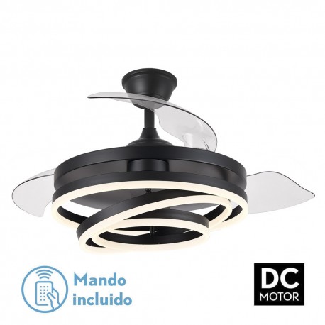 Ventilador de Techo LED Retráctil Kai Motor DC Negro