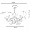 Interlusa Sfera Argent Ventilateur de Plafond Rétractable 4 Pales Ø108cm