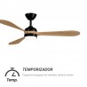 Ventilador de Techo Sulion Tonda Negro DC Palas Madera Oscura 132cm