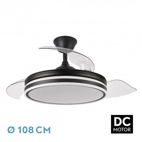 Ventilador de Techo Led Retractil Bayomo Motor DC Negro Ø108cm